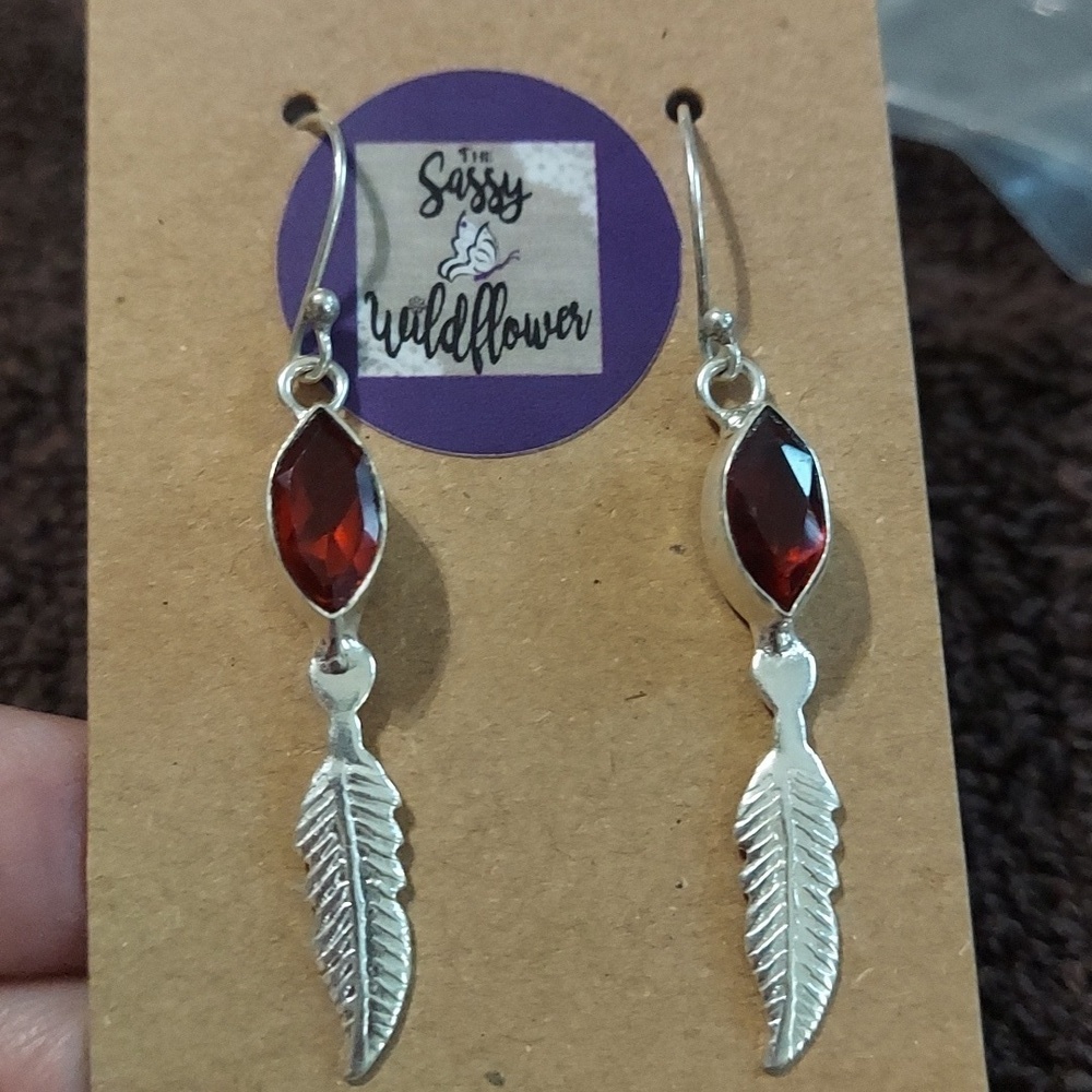 Sterling Silver Garnet Earrings